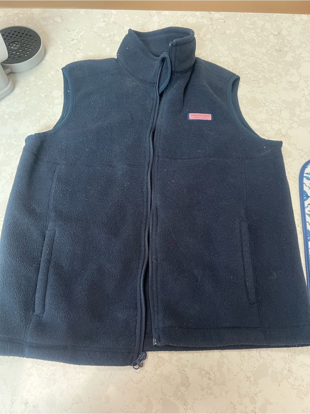Vineyard Vines Navy Fleece Jacket with Coral Label